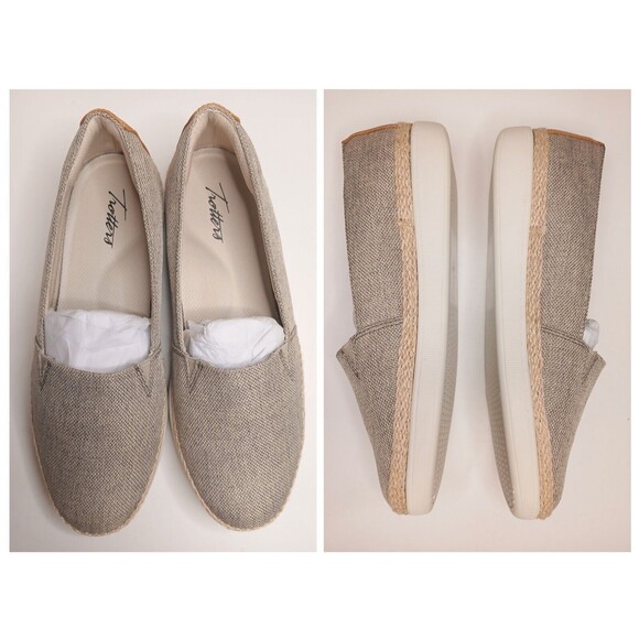 Trotters 8.5 WW Accent Comfort Slip-on Canvas Loafer Sage Leather & Jute - Picture 1 of 16